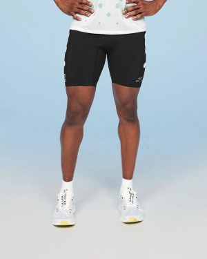 Black Men On Marathon Tight Distance Shorts | ZA_ON8651