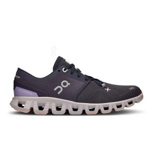 Black / Purple Women On Cloud X 3 Road Running Shoes | ZA_ON8504