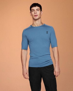 Blue Men On Merino-T T-shirts | ZA_ON8156