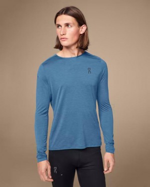Blue Men On Performance Long-T T-shirts | ZA_ON8092