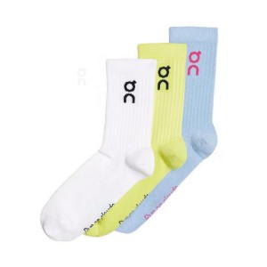 Blue / White / Yellow Men On Logo 3-Pack Socks | ZA_ON8545
