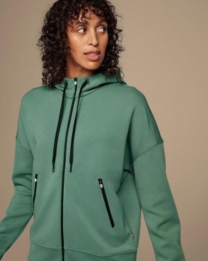Green Women On Zipped Hoodie | ZA_ON8678