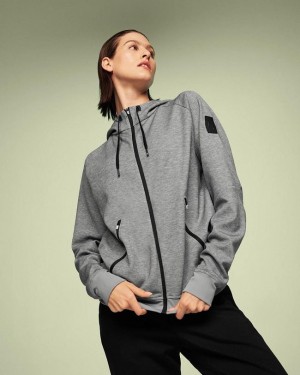 Grey Women On Zipped Hoodie | ZA_ON9133