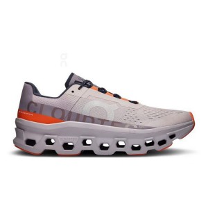 Grey / Red Men On Cloudmonster Road Running Shoes | ZA_ON8474