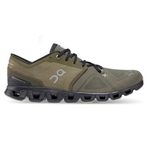 Olive Men On Cloud X 3 Road Running Shoes | ZA_ON8737