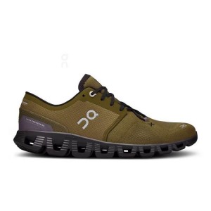 Olive / Purple Men On Cloud X 3 Road Running Shoes | ZA_ON8158