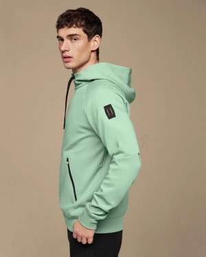 Turquoise Men On Zipped Hoodie | ZA_ON8364