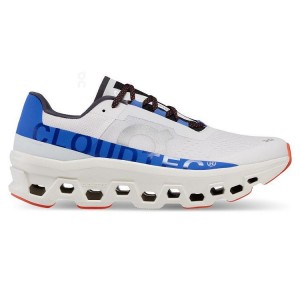White / Blue Men On Cloudmonster Road Running Shoes | ZA_ON8584