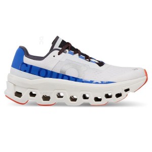 White / Blue Women On Cloudmonster Road Running Shoes | ZA_ON8094
