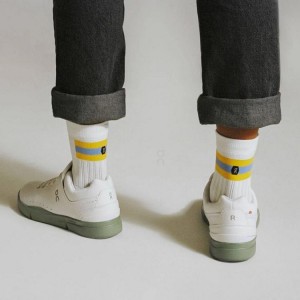 White / Yellow Men On Tennis Socks | ZA_ON9024